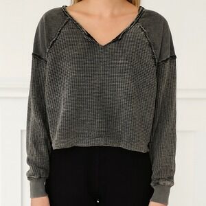 BDG Urban Outfitters Waffle Knit Raw Edge Urban Streetwear Grunge Top Size S